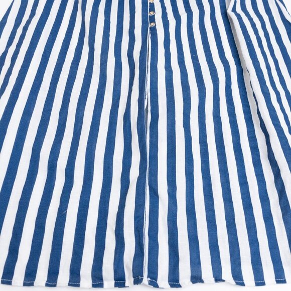 ✨ ZARA Striped Linen Blend Midi Shirt Dress White Blue Button Front - Picture 9 of 13